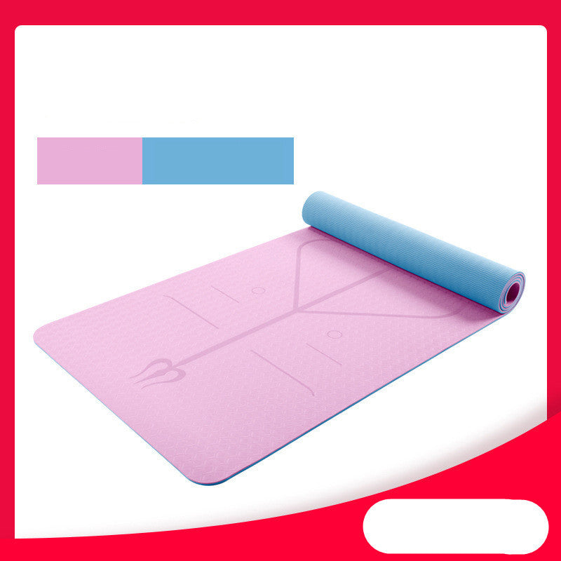 Two-Color 6mm Yoga Mat – Non-Slip Fitness Mat with Posture Lines