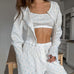 Knitted Heart Print Pajama Set – Soft & Comfortable Sleepwear for Women